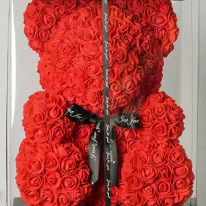 40cm meškiukas iš rožių su elegantiška dėže, puiki dovana jūsų brangiam asmeniui nuotrauka iš lv.epix.lt