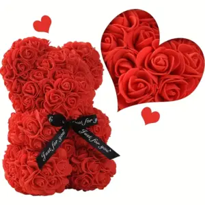 25cm meškiukas iš rožių su prabangia dėže, idealus dovanų pasirinkimas iš lv.epix.lt